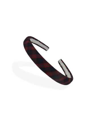School Headband Red/Navy/Green Check Thin